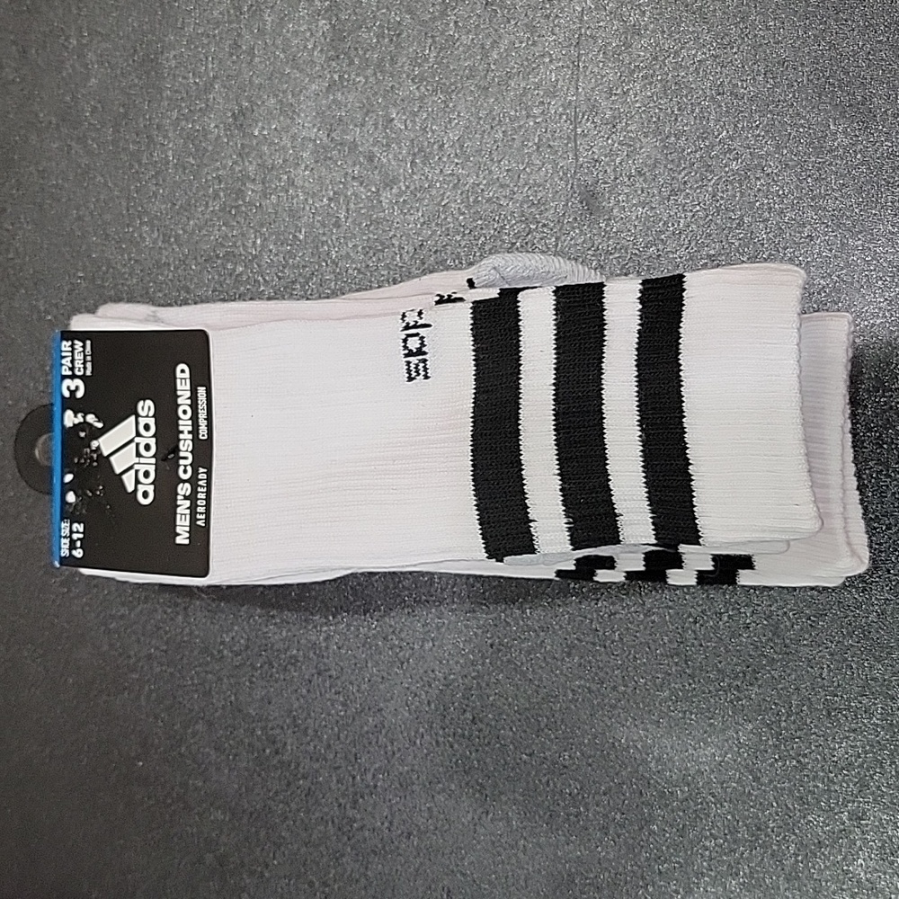 NWT Men's 3pk Adidas Cushioned Crew Socks
